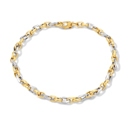 Link Chain Bracelet in Hollow 18K Two-Tone Gold - 7.5"
