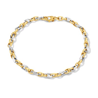 Link Chain Bracelet in Hollow 18K Two-Tone Gold - 7.5"