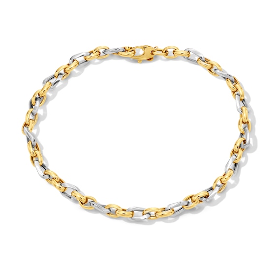 Link Chain Bracelet in Hollow 18K Two-Tone Gold - 7.5"