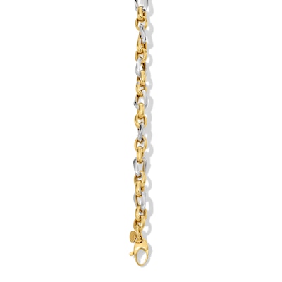 Link Chain Bracelet in Hollow 18K Two-Tone Gold - 7.5"