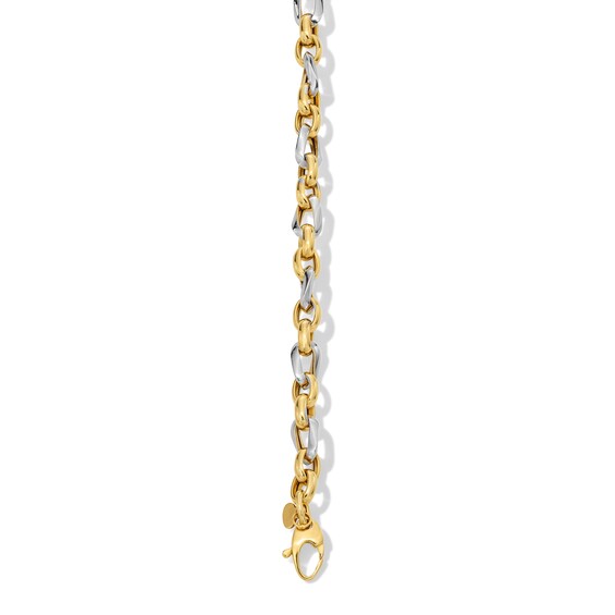 Link Chain Bracelet in Hollow 18K Two-Tone Gold - 7.5"