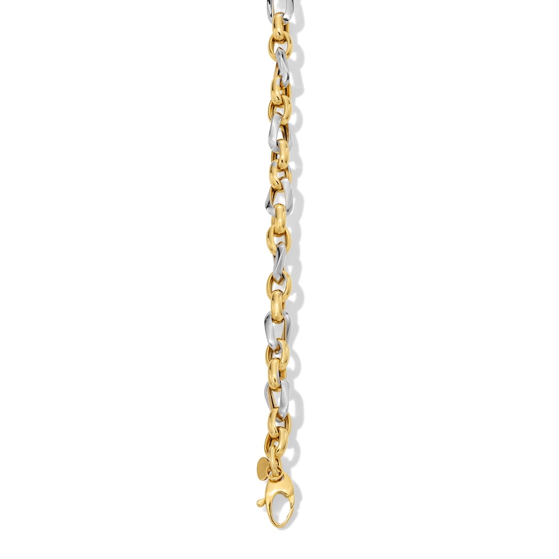 Main Image 2 of Link Chain Bracelet in Hollow 18K Two-Tone Gold - 7.5"