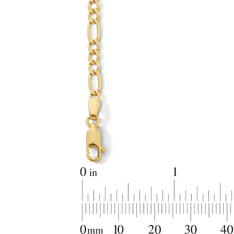 Main Image 3 of 3.55mm Figaro Chain Bracelet in Hollow 10K Gold - 7.25”