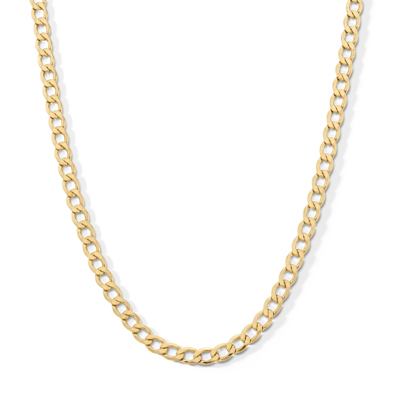 Main Image 1 of 5.4mm Diamond-Cut Curb Chain Necklace in Hollow 10K Gold - 22”