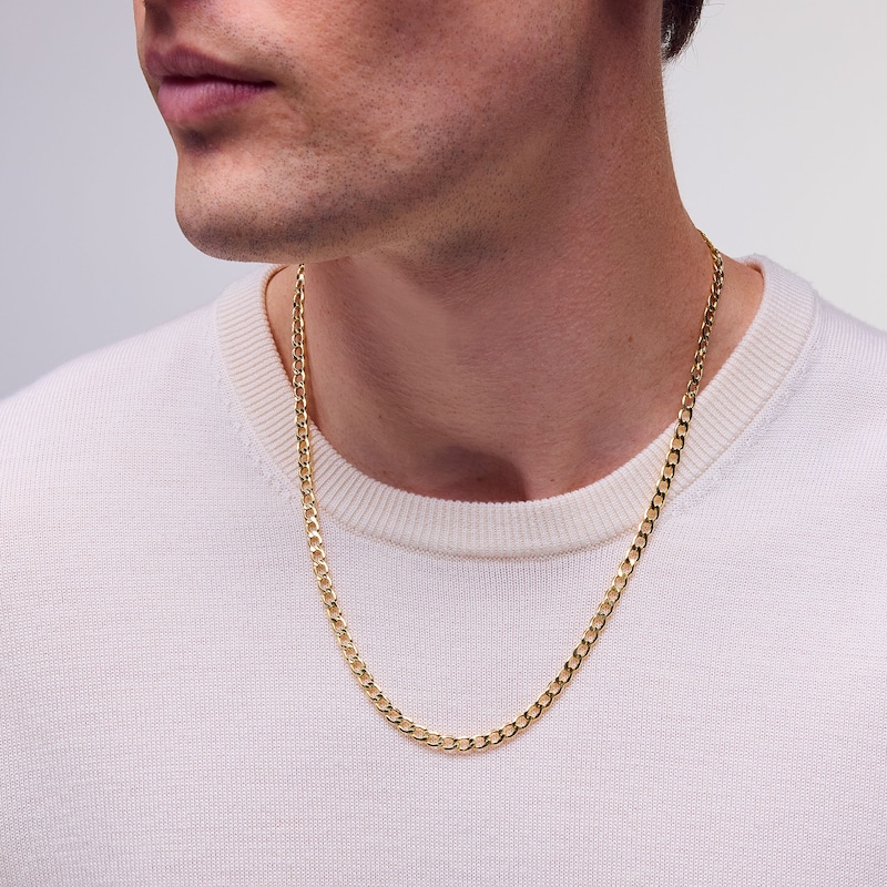 Main Image 2 of 5.4mm Diamond-Cut Curb Chain Necklace in Hollow 10K Gold - 22”