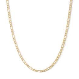 3.5mm Figaro Chain Necklace in Hollow 10K Gold - 24”