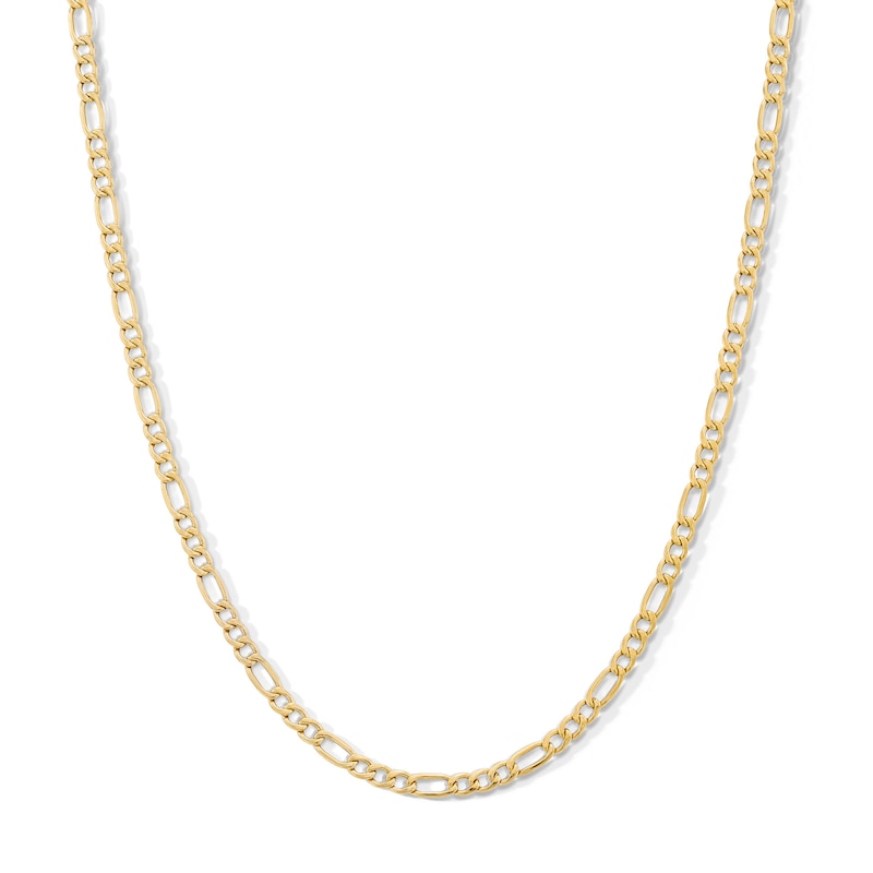 3.5mm Figaro Chain Necklace in Hollow 10K Gold - 24”