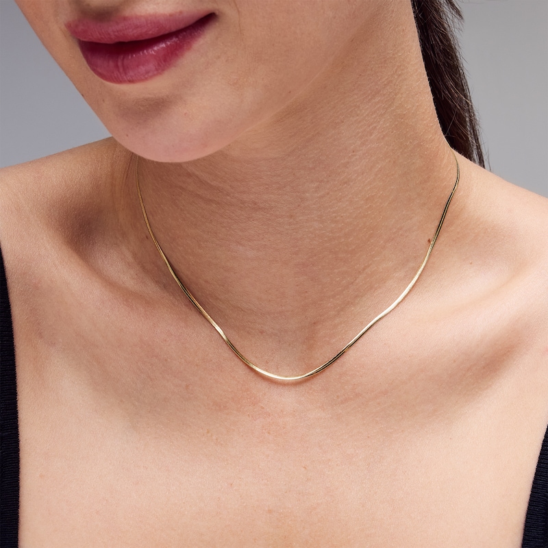 1.65mm Diamond-Cut Snake Chain Choker Necklace in Solid 10K Gold - 16”