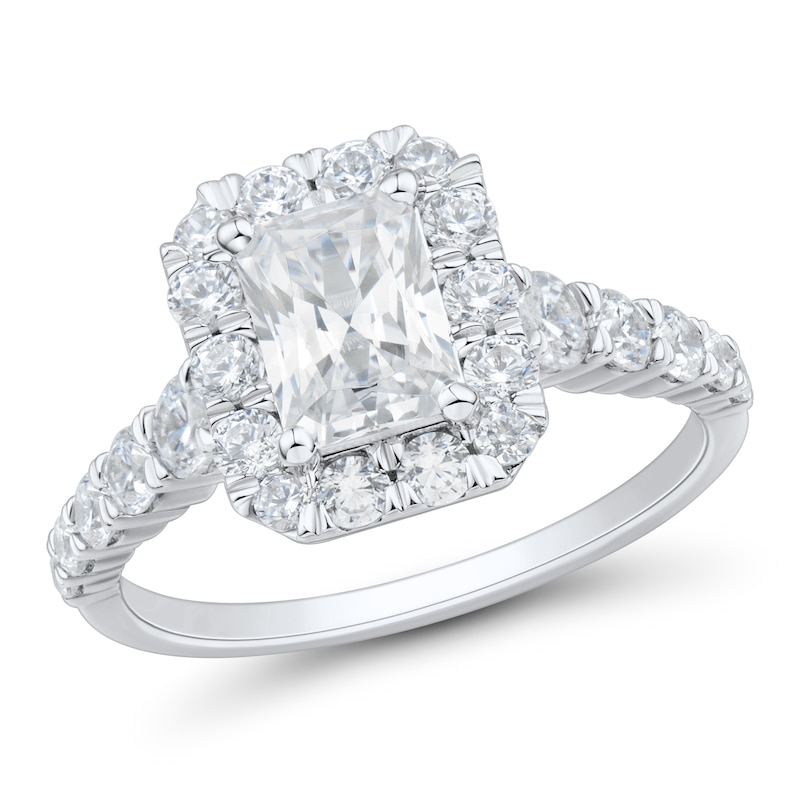 Main Image 1 of 1.95 CT. T.W. Emerald-Cut Diamond Frame Engagement Ring in 14K White Gold