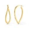 Thumbnail Image 1 of 40.0mm Diamond-Cut Twist Oval Hoop Earrings in Hollow 18K Gold