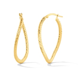40.0mm Diamond-Cut Twist Oval Hoop Earrings in Hollow 18K Gold