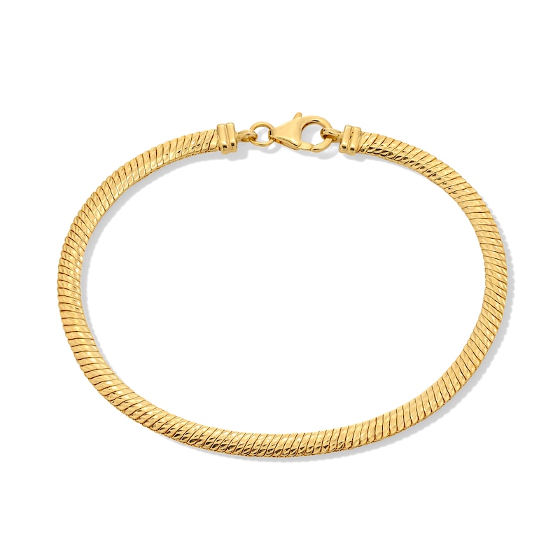 Main Image 1 of 3.5mm Rounded Snake Chain Bracelet in Hollow 18K Gold - 7.25"