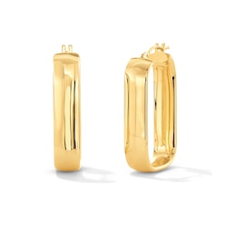 27.0mm Squared Paper Clip Hoop Earrings in Hollow 10K Gold