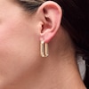 Thumbnail Image 2 of 27.0mm Squared Paper Clip Hoop Earrings in Hollow 10K Gold