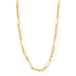 3.0mm Paper Clip Figaro Chain Necklace in Hollow 10K Gold - 18”