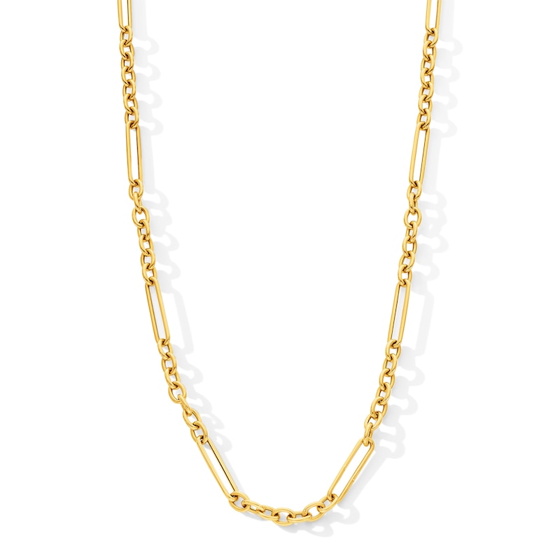 3.0mm Paper Clip Figaro Chain Necklace in Hollow 10K Gold - 18”