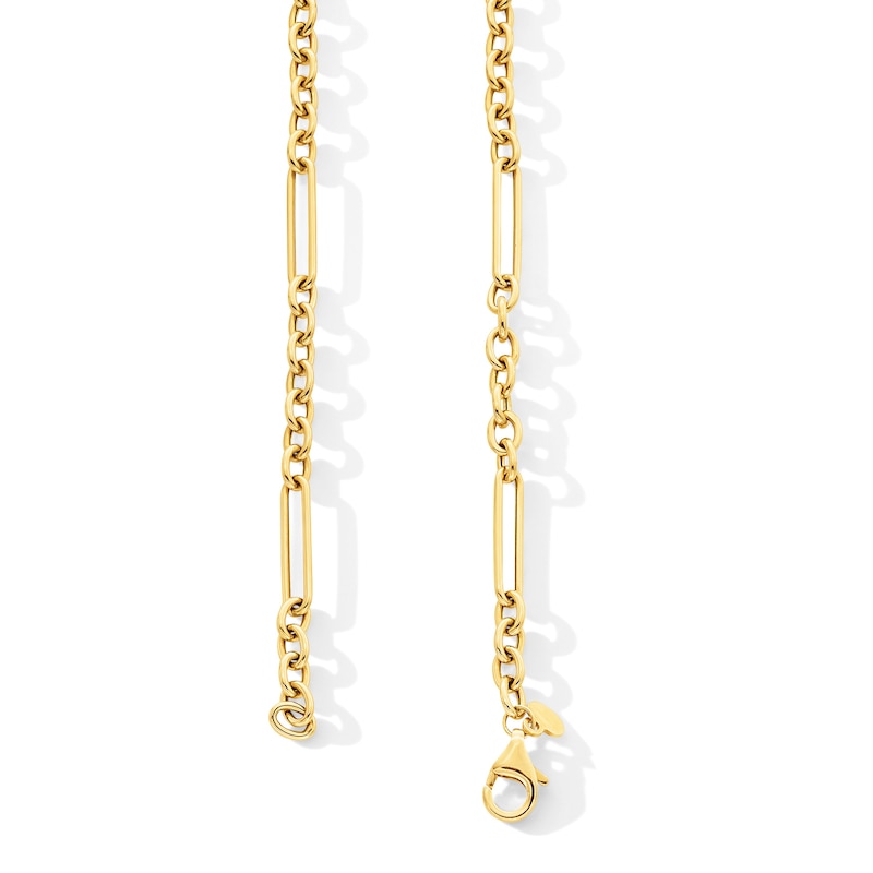 3.0mm Paper Clip Figaro Chain Necklace in Hollow 10K Gold - 18”