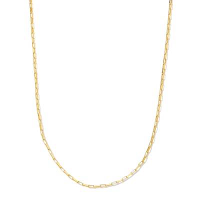 1.5mm Paper Clip Chain Choker Necklace in Solid 10K Gold - 16”