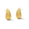Thumbnail Image 1 of Puffed Ribbed Teardrop Stud Earrings in Hollow 14K Gold
