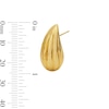 Thumbnail Image 2 of Puffed Ribbed Teardrop Stud Earrings in Hollow 14K Gold