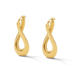 33.2mm Twist Oval Hoop Earrings in Hollow 14K Gold