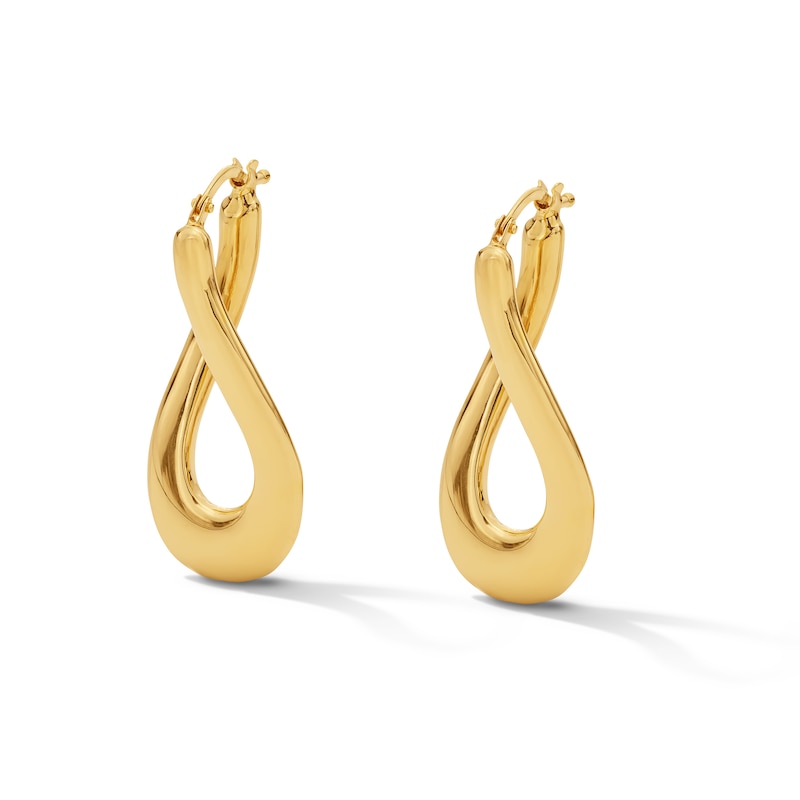 Main Image 1 of 33.2mm Twist Oval Hoop Earrings in Hollow 14K Gold