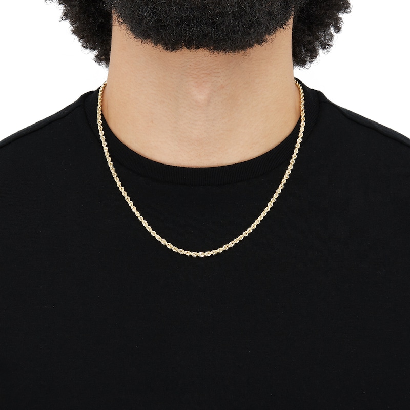 Main Image 2 of 3.0mm Glitter Rope Chain Necklace in Hollow 10K Gold - 20"