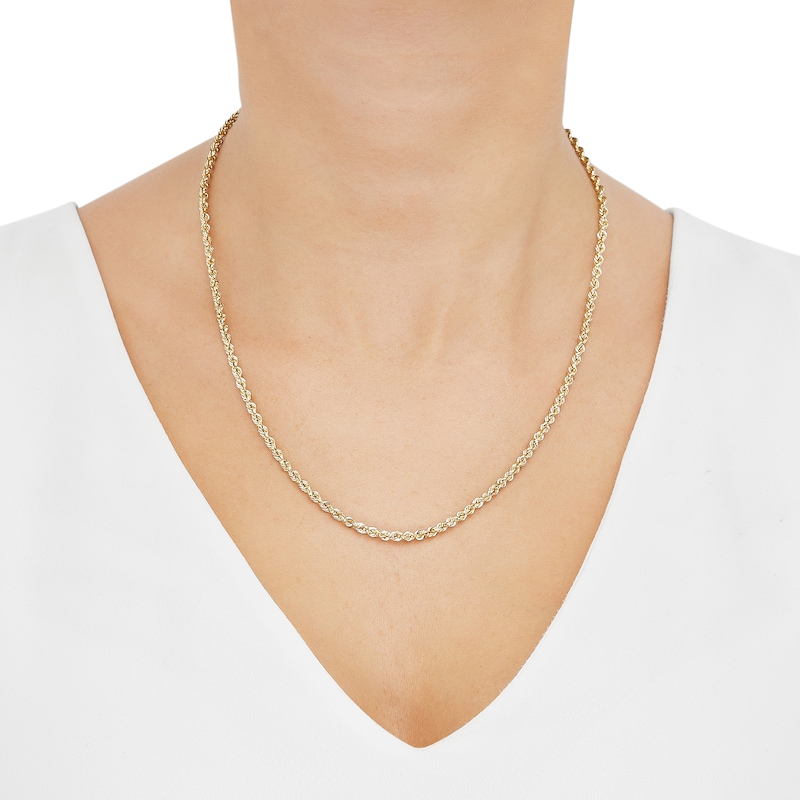 Main Image 3 of 3.0mm Glitter Rope Chain Necklace in Hollow 10K Gold - 20"