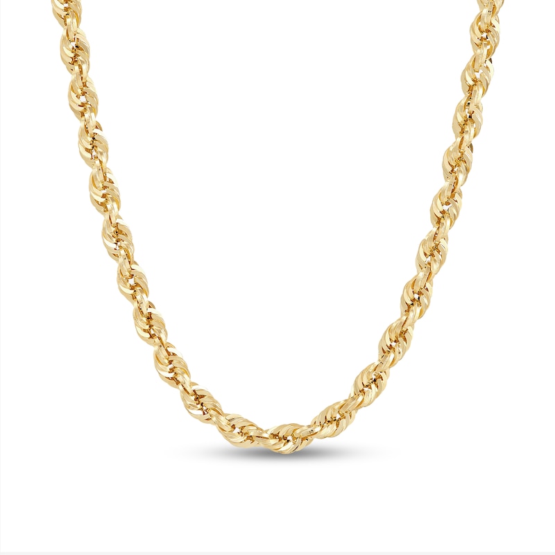 Main Image 1 of 3.8mm Diamond-Cut Glitter Rope Chain Necklace in Hollow 10K Gold - 22”