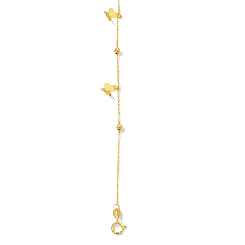 Main Image 2 of Butterfly with Bead Station Bracelet in Solid 10K Gold