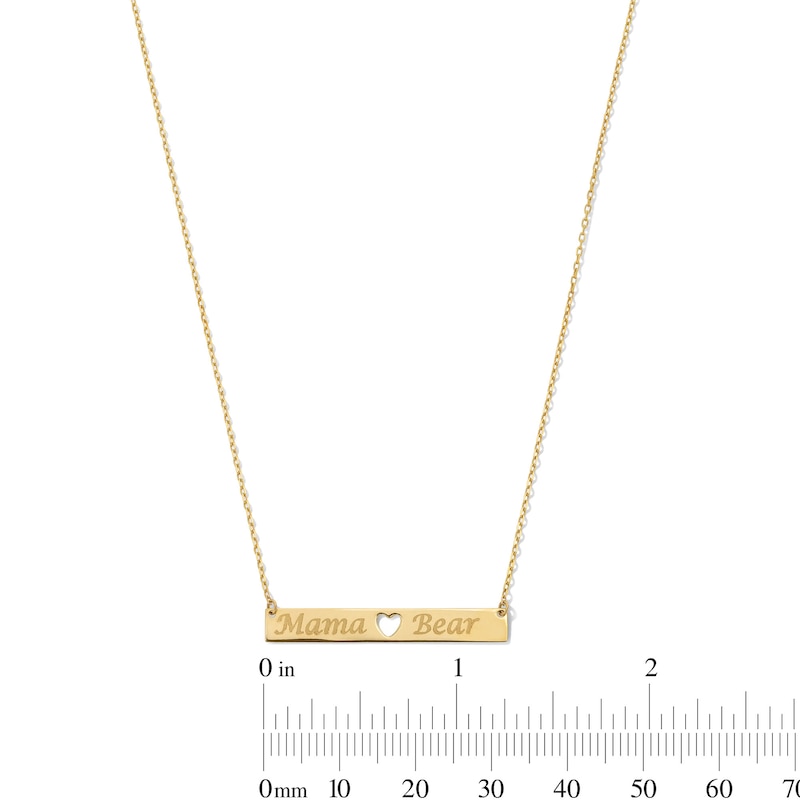 Main Image 3 of "Mama Bear" with Heart Bar Necklace in Solid 10K Gold