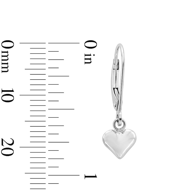 Main Image 2 of Heart Drop Earrings in Hollow 10K White Gold