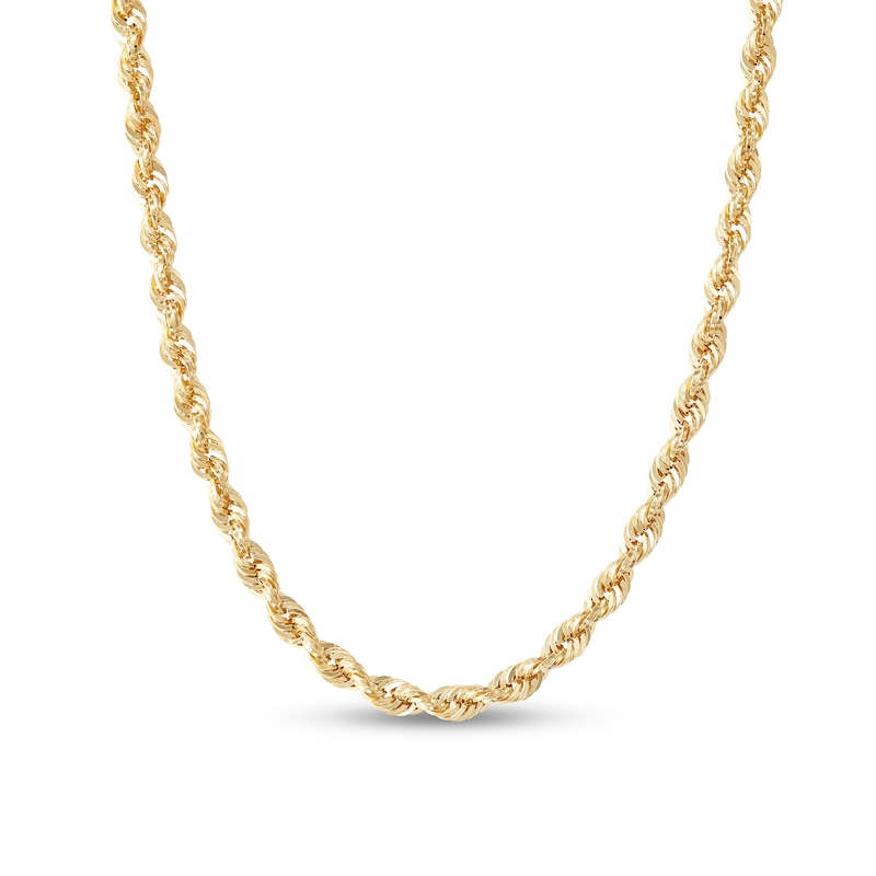 Main Image 1 of 3.8mm Diamond-Cut Glitter Rope Chain Necklace in Hollow 10K Gold - 24"