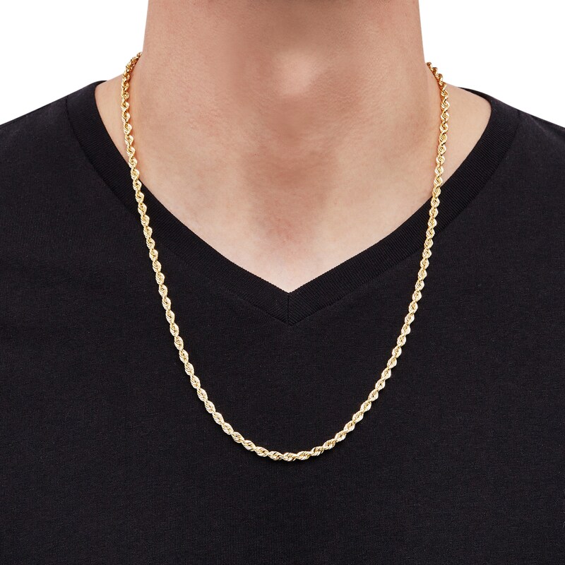 Main Image 2 of 3.8mm Diamond-Cut Glitter Rope Chain Necklace in Hollow 10K Gold - 24"