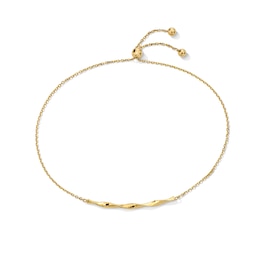 Twist Bar Bolo Bracelet in Solid 10K Gold - 9.0"