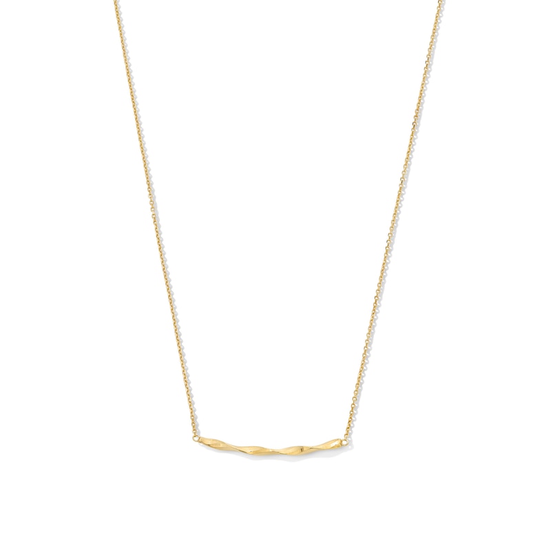 Main Image 1 of Twist Bar Necklace in Solid 10K Gold