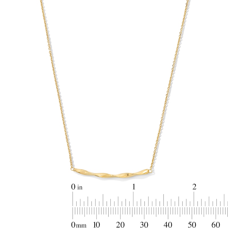 Main Image 3 of Twist Bar Necklace in Solid 10K Gold