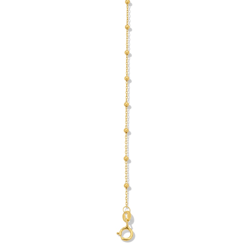 Main Image 2 of Cross with Bead Station Bracelet in Solid 14K Gold - 7.5"