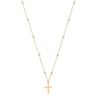 Thumbnail Image 1 of Cross with Bead Station Necklace in Solid 14K Gold