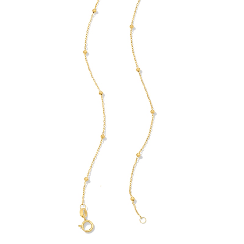 Main Image 2 of Cross with Bead Station Necklace in Solid 14K Gold