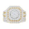 Thumbnail Image 1 of 1.95 CT. T.W. Multi-Diamond Double Octagonal Frame Triple Row Split Shank Bridal Set in 10K Gold