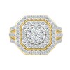 Thumbnail Image 3 of 1.95 CT. T.W. Multi-Diamond Double Octagonal Frame Triple Row Split Shank Bridal Set in 10K Gold