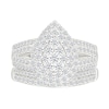 1.45 CT. T.W. Pear-Shaped Multi-Diamond Double Frame Multi-Row Split Shank Bridal Set in 10K Gold