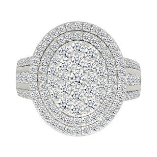 1.95 CT. T.W. Oval-Shaped Multi-Diamond Double Frame Multi-Row Shank Bridal Set in 10K Gold
