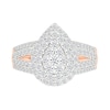 1.45 CT. T.W. Pear-Shaped Multi-Diamond Double Frame Multi-Row Split Shank Bridal Set in 10K Rose Gold