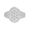 Thumbnail Image 3 of 1.23 CT. T.W. Oval-Shaped Multi-Diamond Swirl Frame Triple Row Shank Bridal Set in 10K White Gold