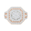 Thumbnail Image 3 of 1.95 CT. T.W. Multi-Diamond Double Octagonal Frame Triple Row Split Shank Bridal Set in 10K Rose Gold