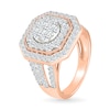Thumbnail Image 4 of 1.95 CT. T.W. Multi-Diamond Double Octagonal Frame Triple Row Split Shank Bridal Set in 10K Rose Gold