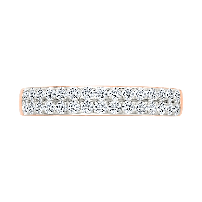Main Image 5 of 1.95 CT. T.W. Multi-Diamond Double Octagonal Frame Triple Row Split Shank Bridal Set in 10K Rose Gold