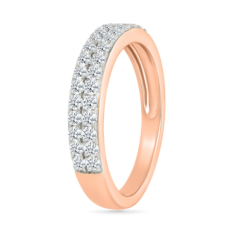 Main Image 6 of 1.95 CT. T.W. Multi-Diamond Double Octagonal Frame Triple Row Split Shank Bridal Set in 10K Rose Gold